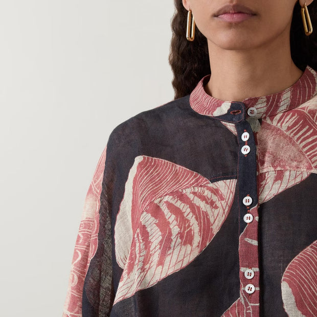 RESORT LINEN BLOUSE - SHELL RUST - 100% LINEN - MADE IN IRELAND