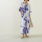 RESORT MAXI - JARDIN BLUE - 100% ORGANIC COTTON POPLIN