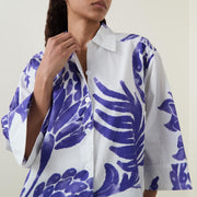 RESORT SHIRT - JARDIN BLUE - 100% ORGANIC COTTON POPLIN
