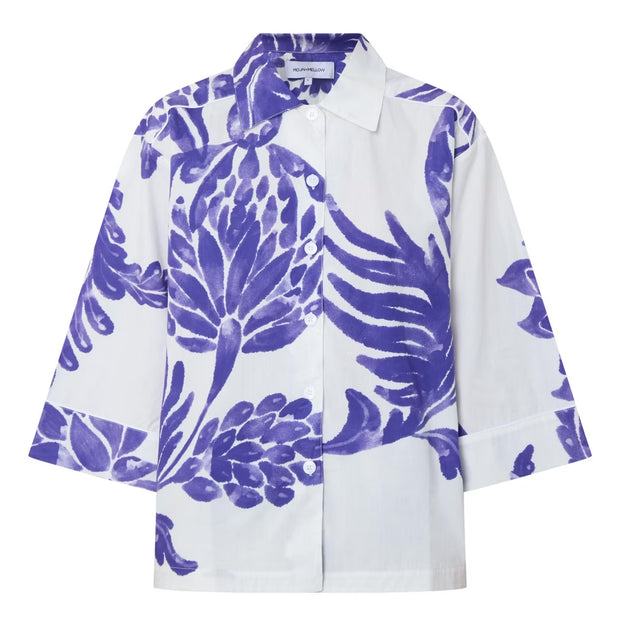 RESORT SHIRT - JARDIN BLUE - 100% ORGANIC COTTON POPLIN