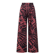 RESORT WIDE LEG TROUSERS - BAMBOO RUST ON BLACK - 100% COTTON POPLIN