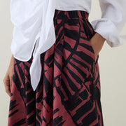 RESORT WIDE LEG TROUSERS - BAMBOO RUST ON BLACK - 100% COTTON POPLIN