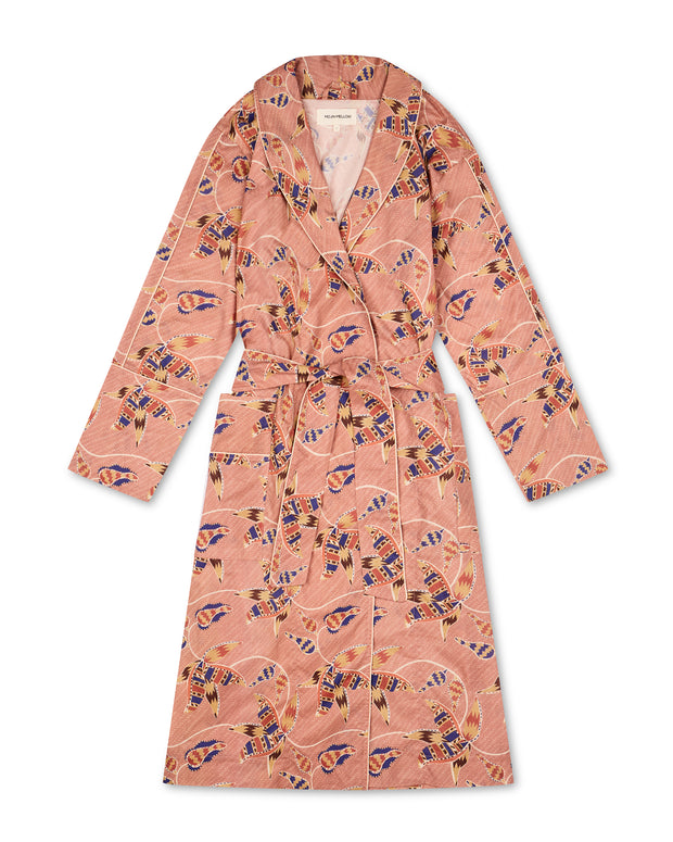 Organic cotton robe, Floral print, pink dressing gown